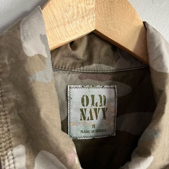 Old Navy Camo Utility Jacket Women’s S | Zip Front Military Cargo Pockets Y2K - Picture 2 of 7